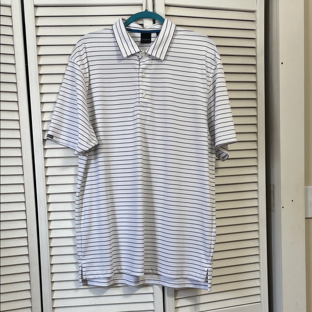 Classic White and Black Striped Polo Shirt